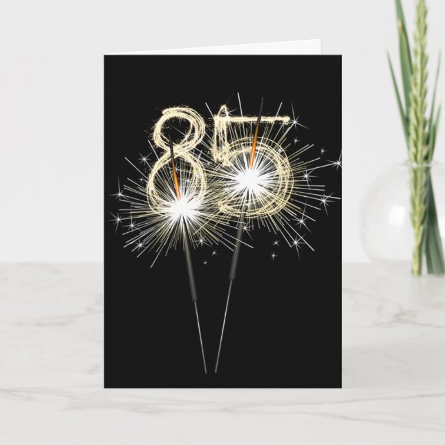 85. Geburtstagsparkler auf Black Karte (Vorderseite)