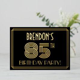 85. Geburtstagsparty — Art Deco Stil "85" + Name Folieneinladung