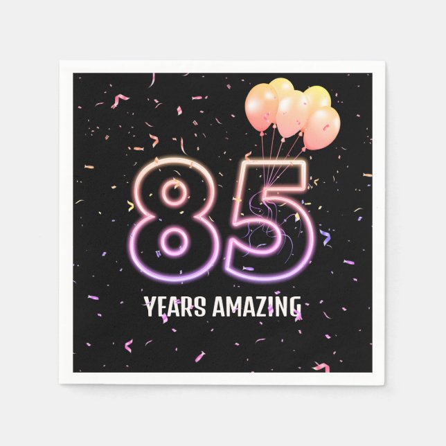 85. Geburtstagsparty Balloons und Confetti Serviette (Vorderseite)