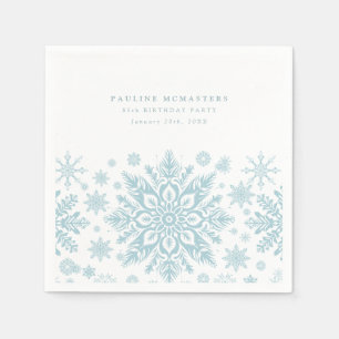 85. Geburtstagsparty Blue White Snowflake Winter Serviette