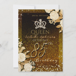 85. Glittering Crown Gold Geburtstag Einladung