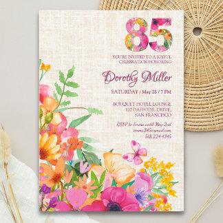 85 Jahre Blume Blumenhandtücher 85. Geburtstag Einladung