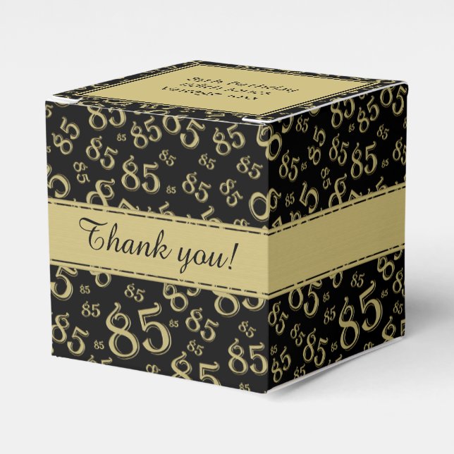 85. Schwarz/Gold Zufallszahlenmuster Geschenkschachtel (Vorderseite)