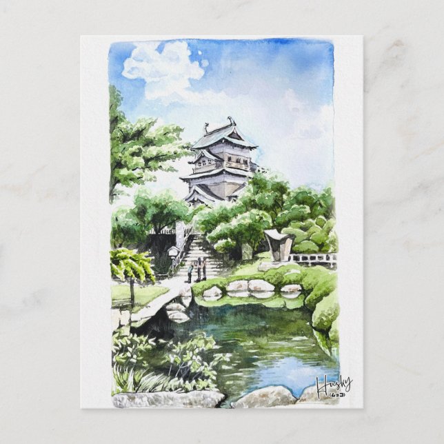 85: Takashima-Burg Postkarte (Vorderseite)