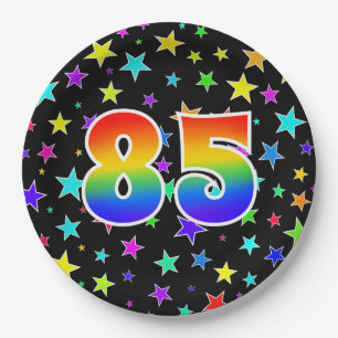 85. Veranstaltung: Fett, Spaß, farbiger Regenboge Pappteller