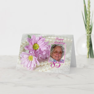 85e anniversaire carte photo avec marguerites