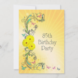 85e anniversaire Invitation aux fleurs jaunes