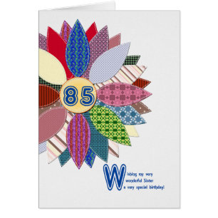 85e anniversaire pour soeur, fleur cousue