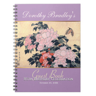 85th Birthday Celebration Butterfly Peonies Guest Notizblock