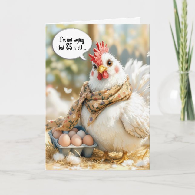 85th Birthday Hen With Eggs in Carton Karte (Vorderseite)