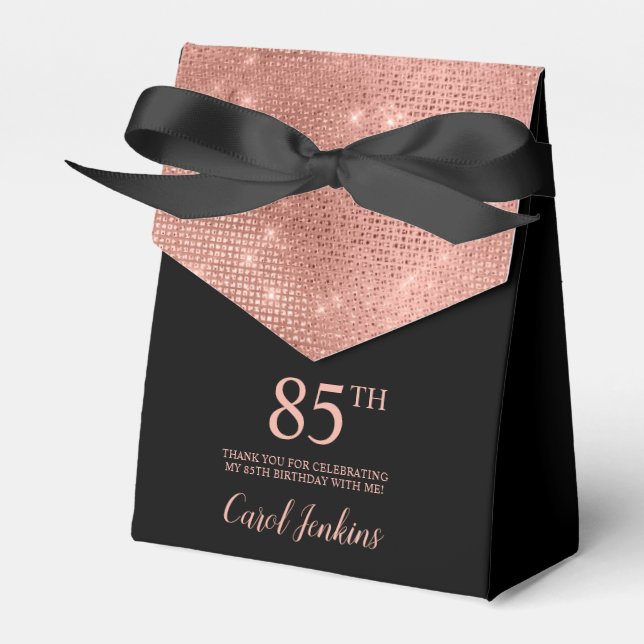 85th Birthday Rose Gold Thank You Favor Box Geschenkschachtel (Vorderseite)