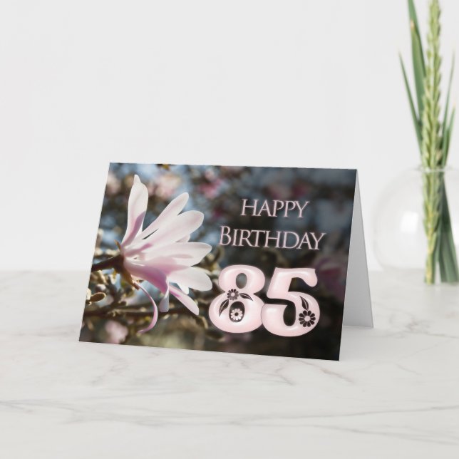 85th Geburtstag mit Magnolie Karte (Vorderseite)