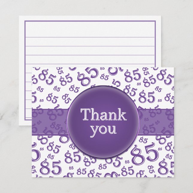 85th Thank You: Purple/White Number Pattern (Vorne/Hinten)