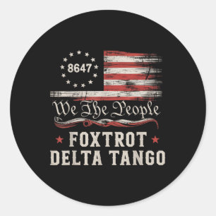 8647 Foxtrott Deltas Tango Amerikanische Flagge Runder Aufkleber