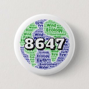 8647 Planet Erde Ökologie Wort Kunst Button