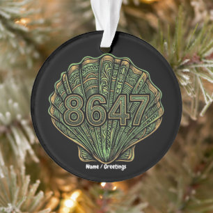 8647 Seashell Linocut Sechsundachtzig Siebenundvie Ornament
