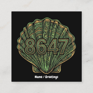 8647 Seashell Linocut Sechsundachtzig Siebenundvie Quadratische Visitenkarte