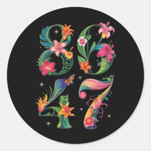 8647 Subtle Anti Trump 86 47 Floral Boho Style 5 Runder Aufkleber