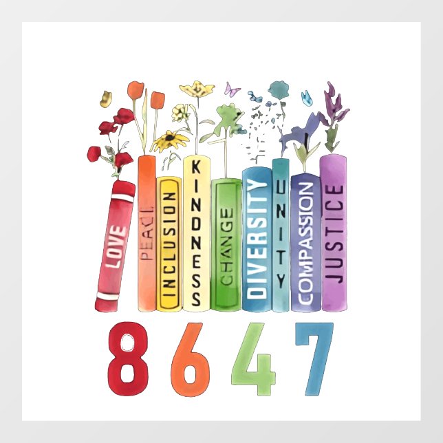 8647 Subtle Anti Trump Anti MAGA 86 47 Floral LGBT Fensteraufkleber (Blatt)