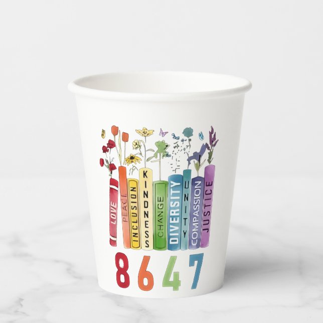 8647 Subtle Anti Trump Anti MAGA 86 47 Floral LGBT Pappbecher (Vorderseite)