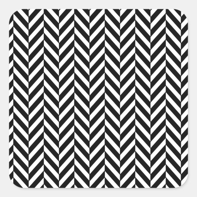8690_Zickzack OPTICAL ILLUSIONS SCHWARZ-WEISS ZIG  Quadratischer Aufkleber (Vorderseite)
