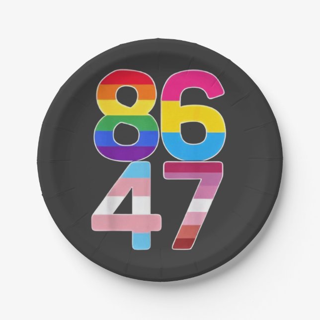 86 47 Anti Trump lustige LGBTQ Pride Month Geschen Pappteller (Vorderseite)