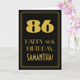 86. Geburtstag ~ Art Deco Inspiriert Look "86" & N Karte