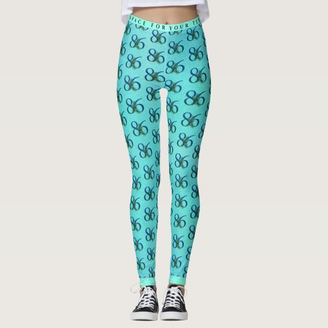 86. Geburtstag oder Jubiläum Pfauenmuster Leggings (Vorderseite)