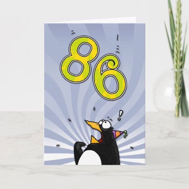 86. Geburtstag - Pinguin-Überraschungskarte Karte (Vorderseite)