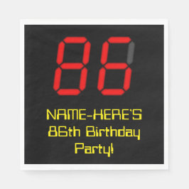 86. Geburtstag: Red Digital Clock Style "86" + Nam Serviette