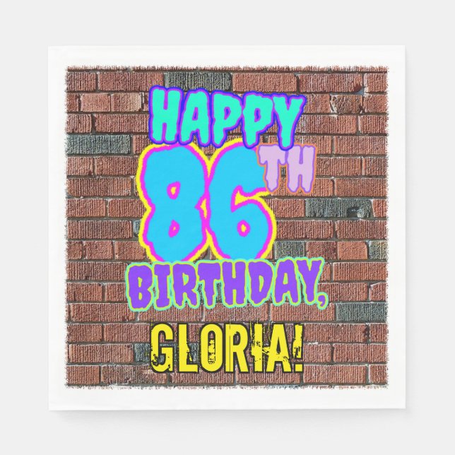 86. Geburtstag ~ Spaß, Urban Graffiti Inspiriert L Serviette (Vorderseite)