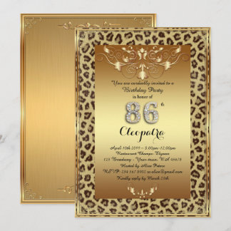 86. Geburtstagsparty 86., Royal Cheetah Gold plus Einladung