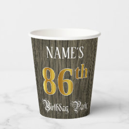 86. Geburtstagsparty - Imitate Gold & Imitate Wood Pappbecher