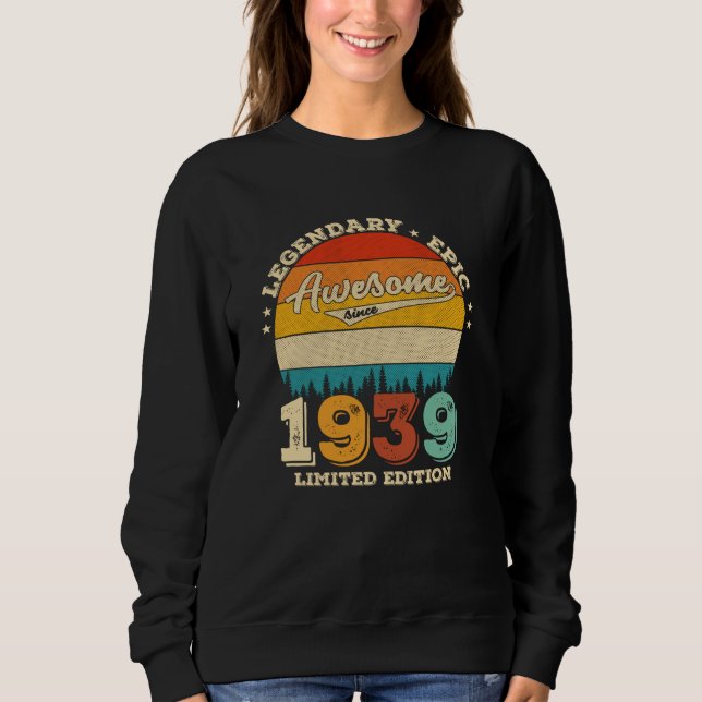86 Jahre alt 1939 Retro Phantastisch 90. Geburtsta Sweatshirt (Vorderseite)