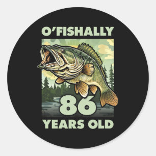 86 Jahre alter Fischer O'fishally 86 Fischerei 86. Runder Aufkleber