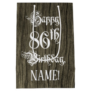 86 th Birthday: Fancy, Falke Wood Look + Custom Na Mittlere Geschenktüte