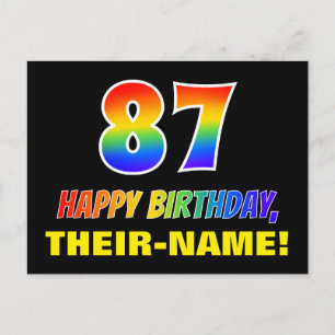 87. Geburtstag: Bold, Fun, Simple, Rainbow 87 Postkarte