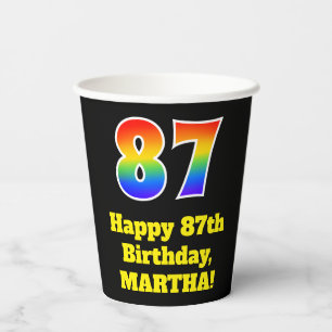87. Geburtstag: Farbenfroh, Spaß, Spannung, Regenb Pappbecher