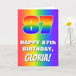 87. Geburtstag: Farbiges, lustiges Regenbogenmuste Karte