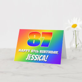 87. Geburtstag: mehrfarbiges Regenbogenmuster # 87 Karte