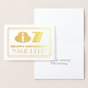 87. Geburtstag; Name + Art Deco Inspiriert Look "8 Folienkarte