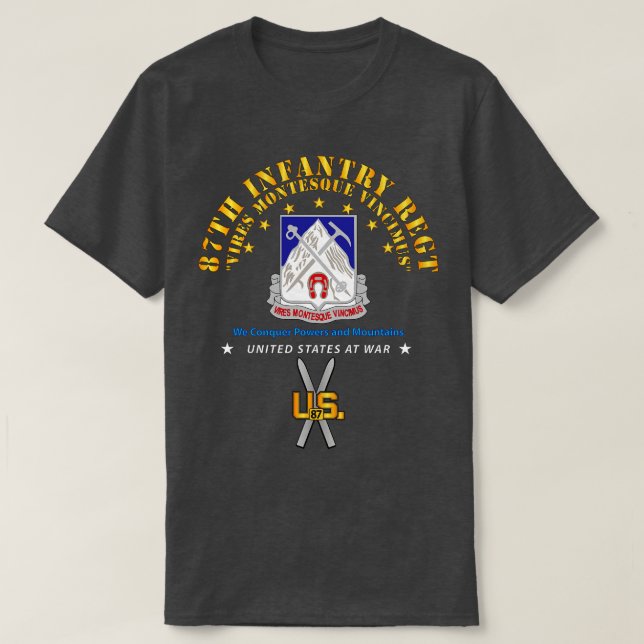 87. Infanterie Regt We Conquer w SKI Zweigstelle T-Shirt (Design vorne)