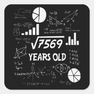 87 Jahre altes Tagesmathematiklehrer 87. Geburtsta Quadratischer Aufkleber