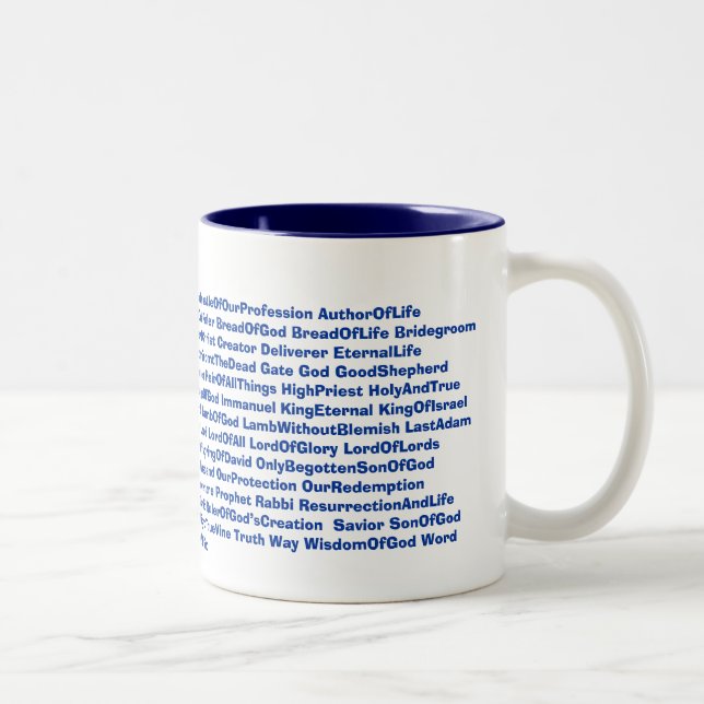 87 Namen von JESUS-Tasse Zweifarbige Tasse (Rechts)