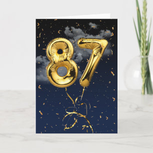 87e Anniversaire Gold Mylar Balloon et carte Confe