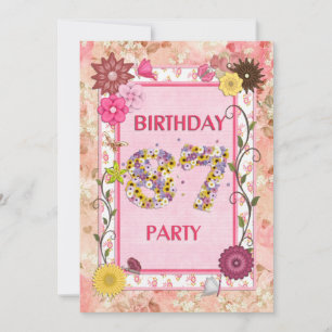 87ème anniversaire invitation fête avec cadre fleu