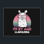 87th Birthday Llamazing Llama 87 Year Old Birthday Postkarte<br><div class="desc">Retro Vintage Style Birthday Gift Design Perfect To Pair With Shorts,  Leggings Or Jeans For A Casual Yet Trendy Look. Humorous Funny Humor Birthday Gift Outfit For Family Member,  Loved One Or Yourself. Matches Loads Of Clothes. GET YOURS TODAY!</div>