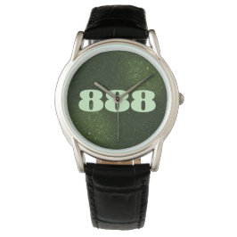 888 Manifestation der Zahl der grünen Glitzer Armbanduhr