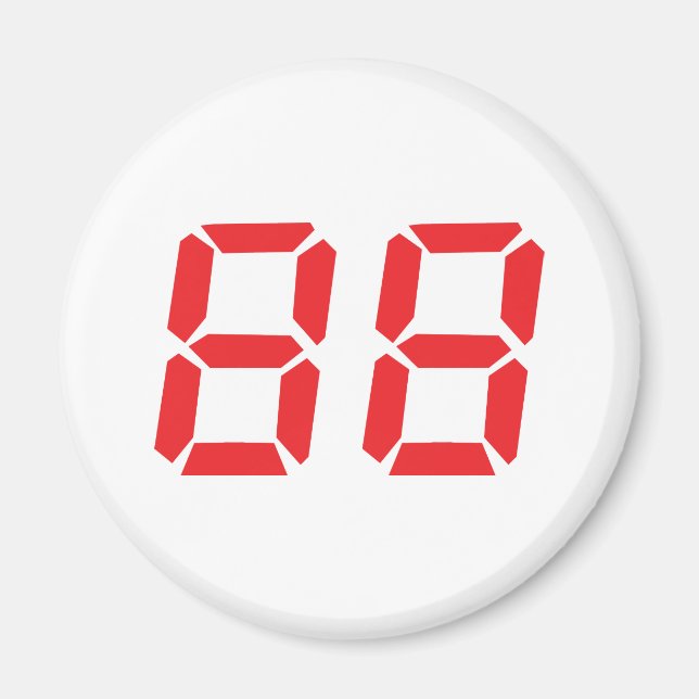 88 achtundachtzig rote Wecker digitale Nummer Magnet (Vorne)