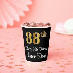 88. Geburtstag - Elegantes Luxuriöses Faux-Gold De Pappbecher